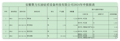 安徽聚力石油钻采设备科技有限公司2024年申报报表